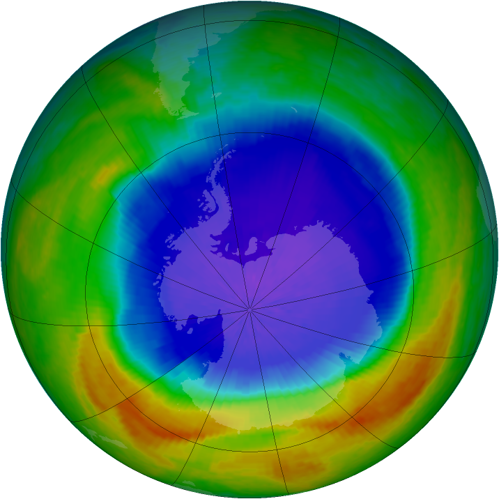 Antarctic ozone map for 06 October 2004